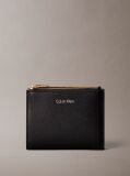 Black Foil Logo Double Zip Card Holder  Women