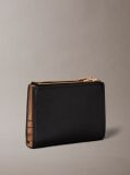 Black Foil Logo Double Zip Card Holder  Women
