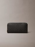 Black Allover Emblem Logo Zip Wallet  Women