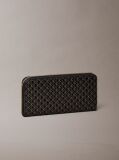 Black Allover Emblem Logo Zip Wallet  Women