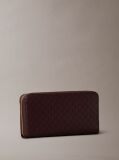 Brown Allover Emblem Logo Zip Wallet  Women