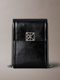 Black Emblem Logo Crossbody Phone Bag  Women