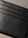 Black Leather RFID Monogram Cardholder  Women