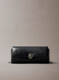Black Padded Emblem Hardware Crossbody Clutch  Women