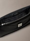 Black Padded Emblem Hardware Crossbody Clutch  Women