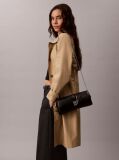 Black Padded Emblem Hardware Crossbody Clutch  Women