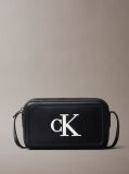 Black Embossed Monogram Logo Camera Bag  Women