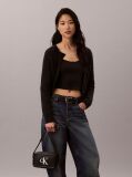Black Embossed Monogram Logo Camera Bag  Women