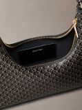 Black Allover Monogram Logo Shoulder Bag  Women