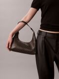 Black Allover Monogram Logo Shoulder Bag  Women
