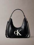 Black Embossed Monogram Crescent Bag  Women