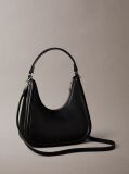 Black Embossed Monogram Crescent Bag  Women