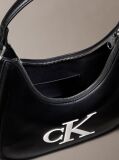 Black Embossed Monogram Crescent Bag  Women