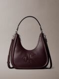 Red Embossed Monogram Crescent Bag  Women