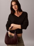 Red Embossed Monogram Crescent Bag  Women
