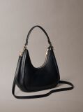 Black Embossed Monogram Crescent Bag  Women