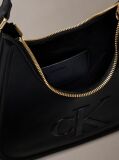 Black Embossed Monogram Crescent Bag  Women