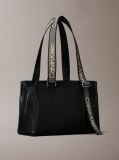 Black Logo Strap Tote Bag  Women