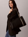 Black Logo Strap Tote Bag  Women