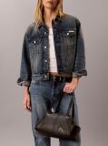 Black Embossed Monologo Shoulder Bag  Women