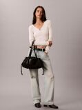 Black Embossed Monologo Satchel Bag  Women