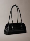 Black Emblem Logo Crocodile Shoulder Bag  Women