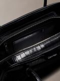 Black Emblem Logo Crocodile Shoulder Bag  Women