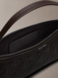 Brown Debossed Allover Emblem Logo Long Shoulder Bag  Women