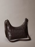 Brown Debossed Allover Emblem Logo Small Shoulder Bag  Women