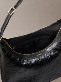 Black Debossed Allover Emblem Logo Shoulder Bag  Women