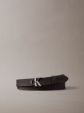 Brown Micropebble Leather Monogram Buckle Belt  Women