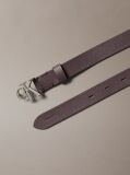 Brown Micropebble Leather Monogram Buckle Belt  Women