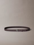 Brown Micropebble Leather Monogram Buckle Belt  Women