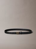 Black Full-Grain Leather Emblem Logo Belt  Women