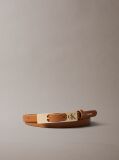 Brown CK Monogram Elongated Buckle Leather Belt  Women