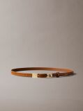 Brown CK Monogram Elongated Buckle Leather Belt  Women