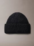 Black Plush Satin-Lined Beanie  Women