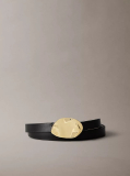 Black Slim Leather Belt  Women