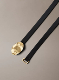 Black Slim Leather Belt  Women