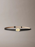 Black Slim Leather Belt  Women