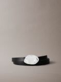 Black Slim Leather Belt  Women