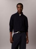 Blue Merino Wool Quarter Zip Jumper  Men
