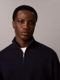 Blue Merino Wool Quarter Zip Jumper  Men