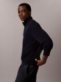 Blue Merino Wool Quarter Zip Jumper  Men