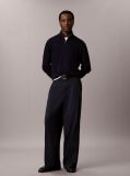 Blue Merino Wool Quarter Zip Jumper  Men