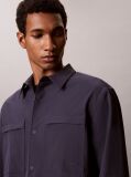 Blue Longsleeve Tech Knit Dobby Relaxed Overshirt  Men