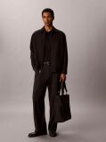 Black Slim Cotton Long Sleeve Polo Shirt  Men