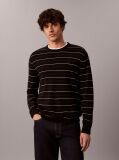 Black Merino Wool Stripe Jumper  Men