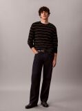 Black Merino Wool Stripe Jumper  Men