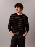 Black Merino Wool Stripe Jumper  Men
